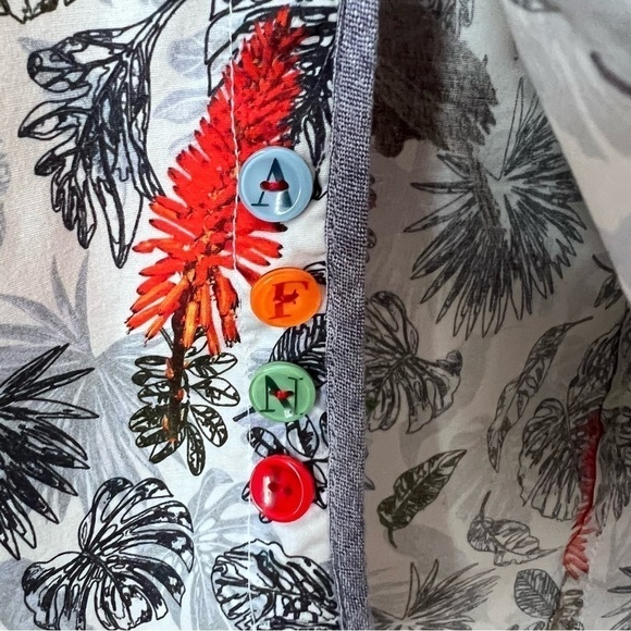 A Fish Named Fred Toucan Leaf Print Colorful Short Sleeve Shirt from Amsterdam M - Picture 8 of 14